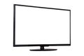 modern slim plasma TV on a black stand isolated on a white backg Royalty Free Stock Photo