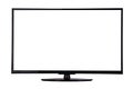 modern slim plasma TV on a black stand isolated on a white backg Royalty Free Stock Photo