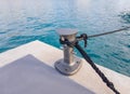 Modern small bitt for mooring on the dock Royalty Free Stock Photo