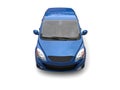 Modern small compact economic car in dark blue color - top down view Royalty Free Stock Photo