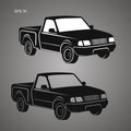 Modern small pickup truck vector illustration icon.