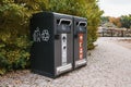 Modern smart bins. Waste collection. Separate collection of garbage and biodegradable waste.