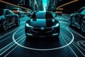 Modern smart car technology intelligent system using Heads up display (HUD) Autonomous self driving . Royalty Free Stock Photo