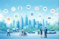 Smart City Concept with Internet of Things Technology and Connected Urban Services Royalty Free Stock Photo