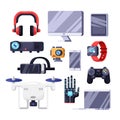 Modern smart gadgets, multimedia, technology and electronics symbols. Vector isolated flat icons set