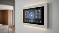 Smart Home Control Panel Touchscreen Interface on Wall in Modern Interior Royalty Free Stock Photo