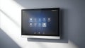 Smart Home Control Panel Touchscreen Display Mounted on Wall, Modern Technology Interface Royalty Free Stock Photo