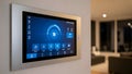 Smart Home Control Panel Touchscreen Automation, Security, Lights, Climate, System Royalty Free Stock Photo