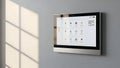 Smart Home Control Panel Touchscreen Display Mounted on Wall, Modern Technology Royalty Free Stock Photo