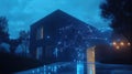 Smart Home Technology Futuristic House, Data Network Connection Royalty Free Stock Photo