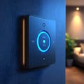 Modern Smart Home Technology, 3D Render Illustration of a Smart Wall Switch with Blue Light Royalty Free Stock Photo