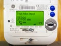 A modern smart meter, measuring electricity consumption. LCD display close-up. Royalty Free Stock Photo