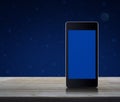 Modern smart phone with blank blue screen Royalty Free Stock Photo