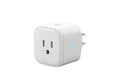 Modern smart plug with single outlet and indicator light plugged into a wall socket Royalty Free Stock Photo