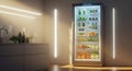 Modern Smart Refrigerator Displaying Fresh Food and Beverages Royalty Free Stock Photo