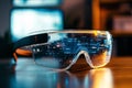 Modern smartglasses on table Royalty Free Stock Photo