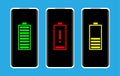 Modern smartphone battery charging levels. Vector illustration.