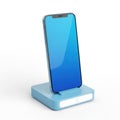 Modern smartphone on a blue wireless charging stand Royalty Free Stock Photo