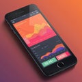 Modern Smartphone Displaying Colorful Data Visualization Chart Royalty Free Stock Photo