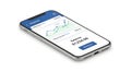 Modern Smartphone Displaying Financial Data and Growth Chart on White Background Royalty Free Stock Photo
