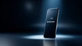 Modern smartphone displaying a five-star rating and number 44 on screen with dark blue gradient background and spotlight effect Royalty Free Stock Photo