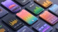 Modern Smartphone Displays with Colorful Data Visualization Graphics Royalty Free Stock Photo
