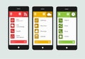 Modern smartphone interface with flat material design screens