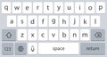 Modern smartphone keyboard of alphabet buttons. Mobile keyboard.