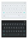 Modern smartphone keyboard, alphabet buttons. Vector dark and light keyboard.