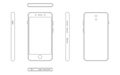 Modern smartphone outline view from four sides front, back, right and left. Smartphone outline mock up vector design