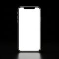 Modern Smartphone with Blank White Screen on a Dark Reflective Surface mobile device Royalty Free Stock Photo