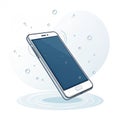 Modern smartphone with a sleek design floating amidst subtle bubbles Royalty Free Stock Photo