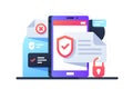 Modern smartphone using application with data protection program.