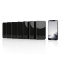 Modern smartphones lineup device collection technology icons white background Royalty Free Stock Photo
