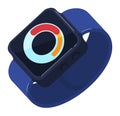 Modern smartwatch blue strap black rectangular screen colorful activity tracker interface blue