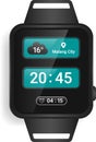 Modern Smartwatch Interface Displaying Time, Weather, and Location Details