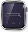 Modern Smartwatch UI Featuring Search Bar and AI Chat Interface