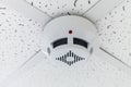 Modern smoke sensor hanging on ceiling. Temperature gage circular wall.The wall of the smoke sensor on the ceiling of the circular