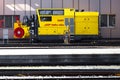 A  modern snow blower locomotive of the rhÃÂ¤tische bahn at landquart Royalty Free Stock Photo