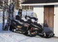 Modern snowmobile in Rovaniemi in the Lapland region of Finland.