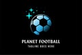 Modern Soccer Football Planet World Global for Sport Club Logo Design Vector