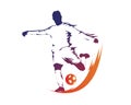 Modern Soccer Player In Action Logo - Ball On Fire Penalty Kick