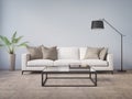 Modern sofa in a blue contemprary living room Royalty Free Stock Photo
