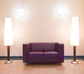 Modern sofa and floor lamps