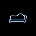modern sofa icon in neon style. One of Furniture collection icon can be used for UI, UX