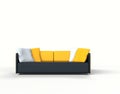 Modern sofa with yellow cushions