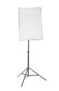 A modern softbox isolated over the white background. Professional stripbox on a tripod. Photo studio equipment. Outbreak. Royalty Free Stock Photo