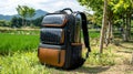 Modern Solar-Powered Backpack for Outdoor Activities and Travel Adventures Royalty Free Stock Photo