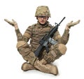 Modern soldier meditating