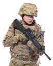 Modern soldier with rifle